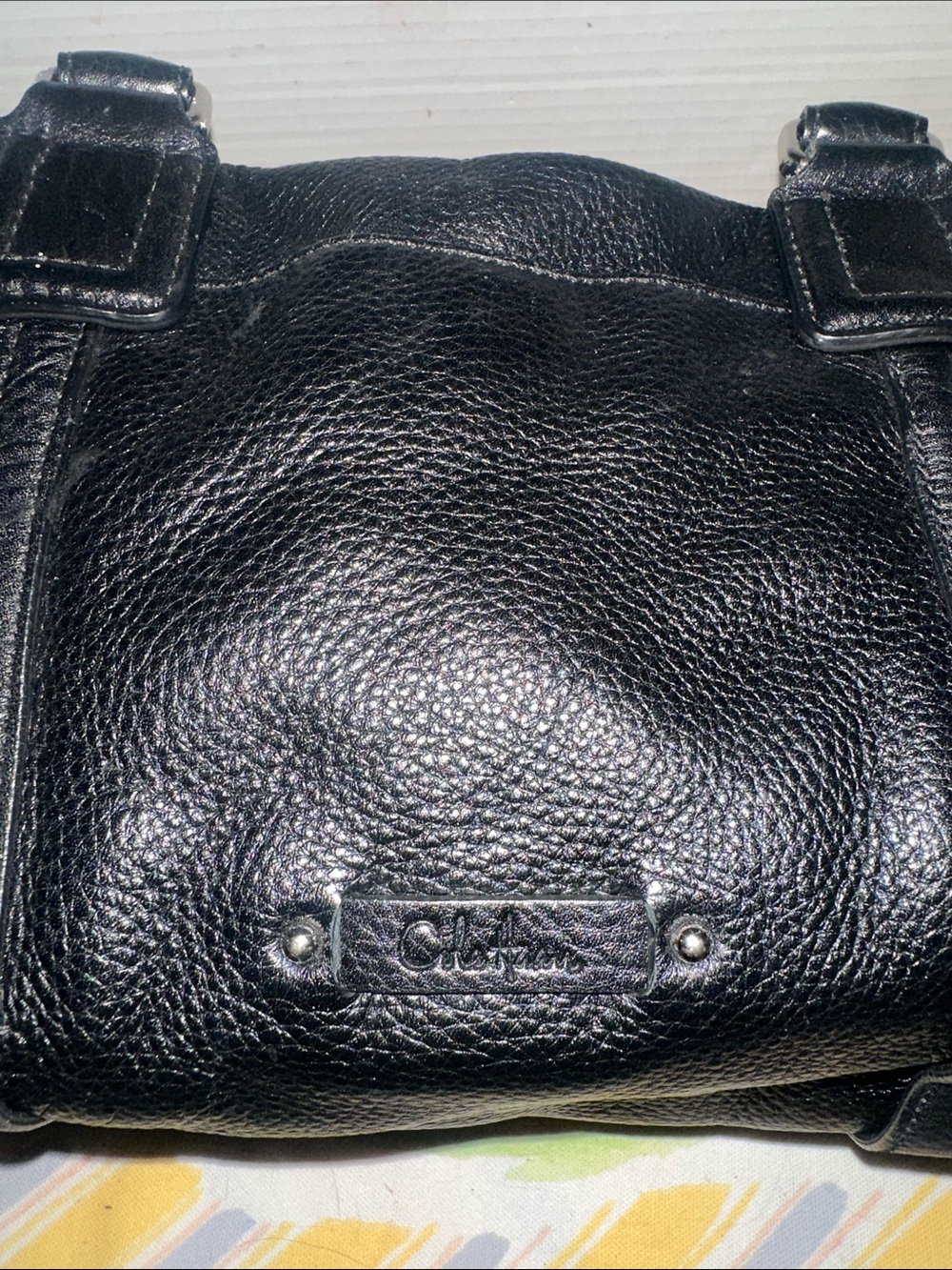 Cole Haan Black Gramercy Archer Leather Satchel Bag w Crossbody Strap & Charm - Picture 4 of 15